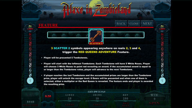 Характеристики слота Alaxe In Zombieland 8
