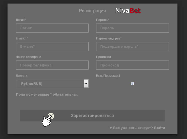 Регистрация в Niva bet